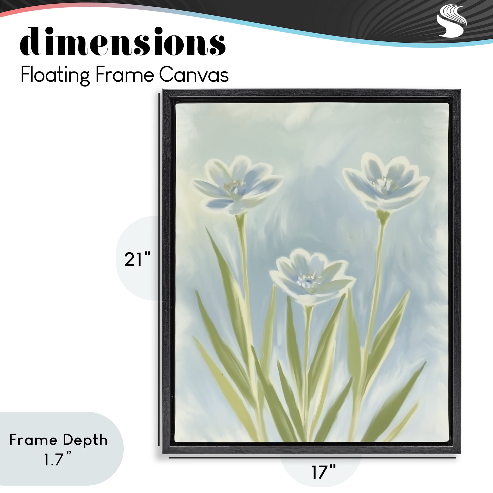 Stupell Industries Three Blue Petals Black Framed Floater Canvas Wall Art, design by Kim Allen