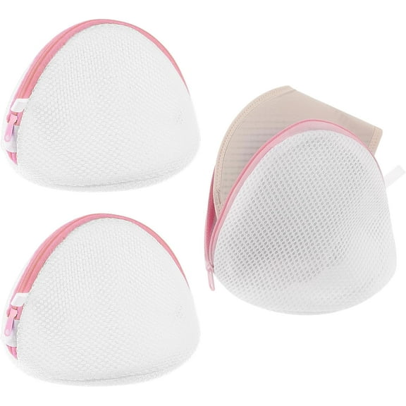 3 Pack Bra Washing Bags For Laundry, Mesh Bra Wash Bag for Laundry, Bra Bag Lingerie Bag with Zipper, Mesh Wash Bag For Bras with Zipper, Women Lingerie Bags Wash For Washing Delicates (Pink)