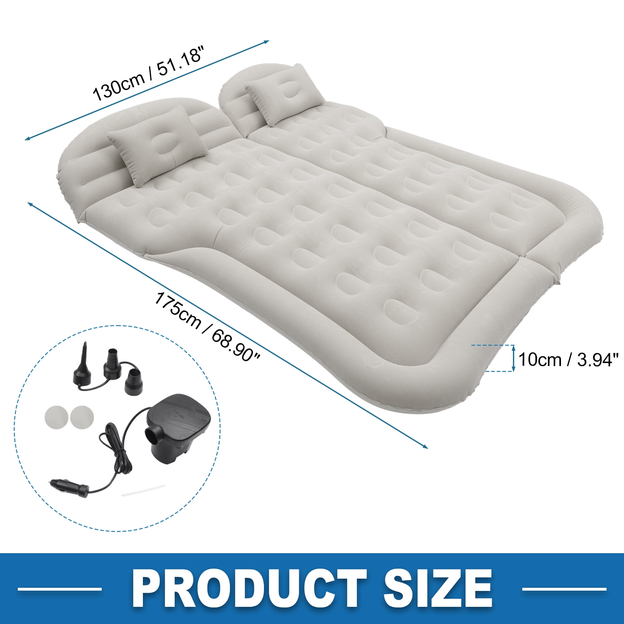 Unique Bargains 1 Set Car Air Mattress Camping Mattress Comfortable Backseat Bed Mat Air Bed for Napping Travel Gray