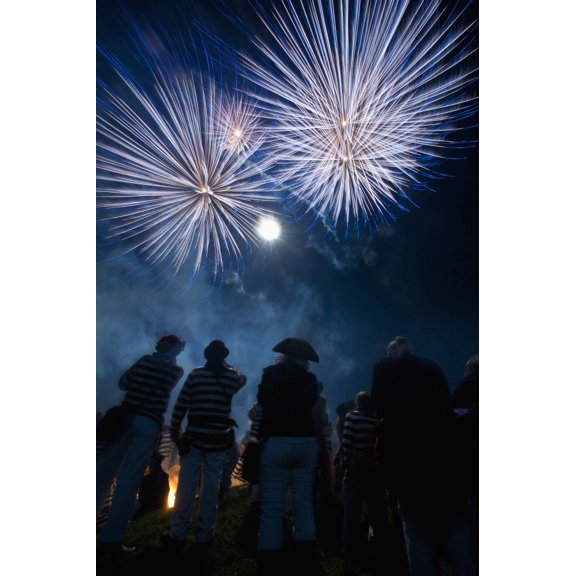UK England East Sussex People watching fireworks at Nevill Junior Bonfire night Lewes Canvas Art - Ian Cumming Design Pics (24 x 38)
