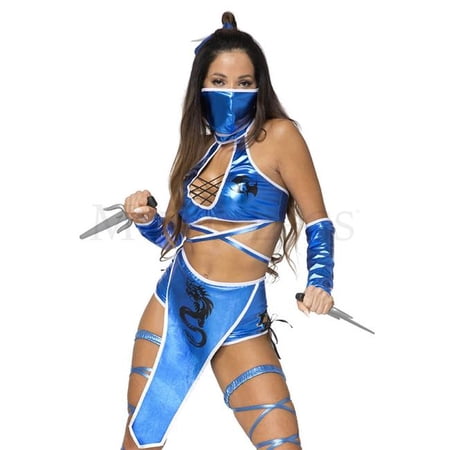 Sky Hosiery 71124-XL Womens Ninja Assassin Costume, Blue & White - Extra Large - 6 Piece