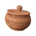 thumbnail image 3 of Cesta de ratán, cesta de mimbre con tapa, cuenco de mimbre, organizador decorativo tejido a mano, multiusos para la decoración del baño del hogar frasco, 3 of 8