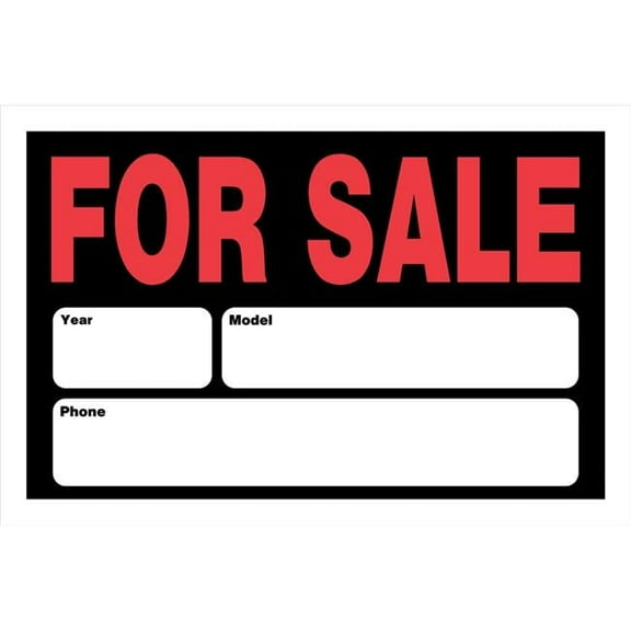 Hillman Group  8 x 12 in. Black Styrene Automobile for Sale Year  Model & Make Sign -  6 Piece
