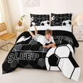 thumbnail image 3 of Erosebridal Soccer Sport Games Kids Full Size Comforter Sets,Football Lovers Bedding Sets For Boys Teens,Reversible Black 3 Pieces, 3 of 7