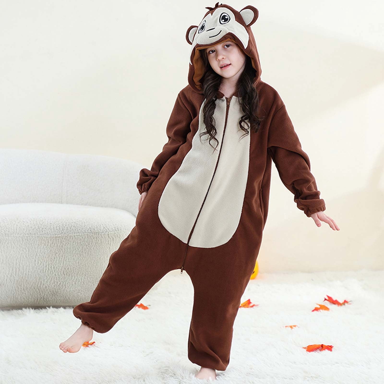 Animals Costumes, Animal Onesie, Paiwinds Girls Boys Halloween Role-playing Jumpsuit Fleece Long Sleeved Hooded Jumpsuit for 3-12 Years Old, 10 Years