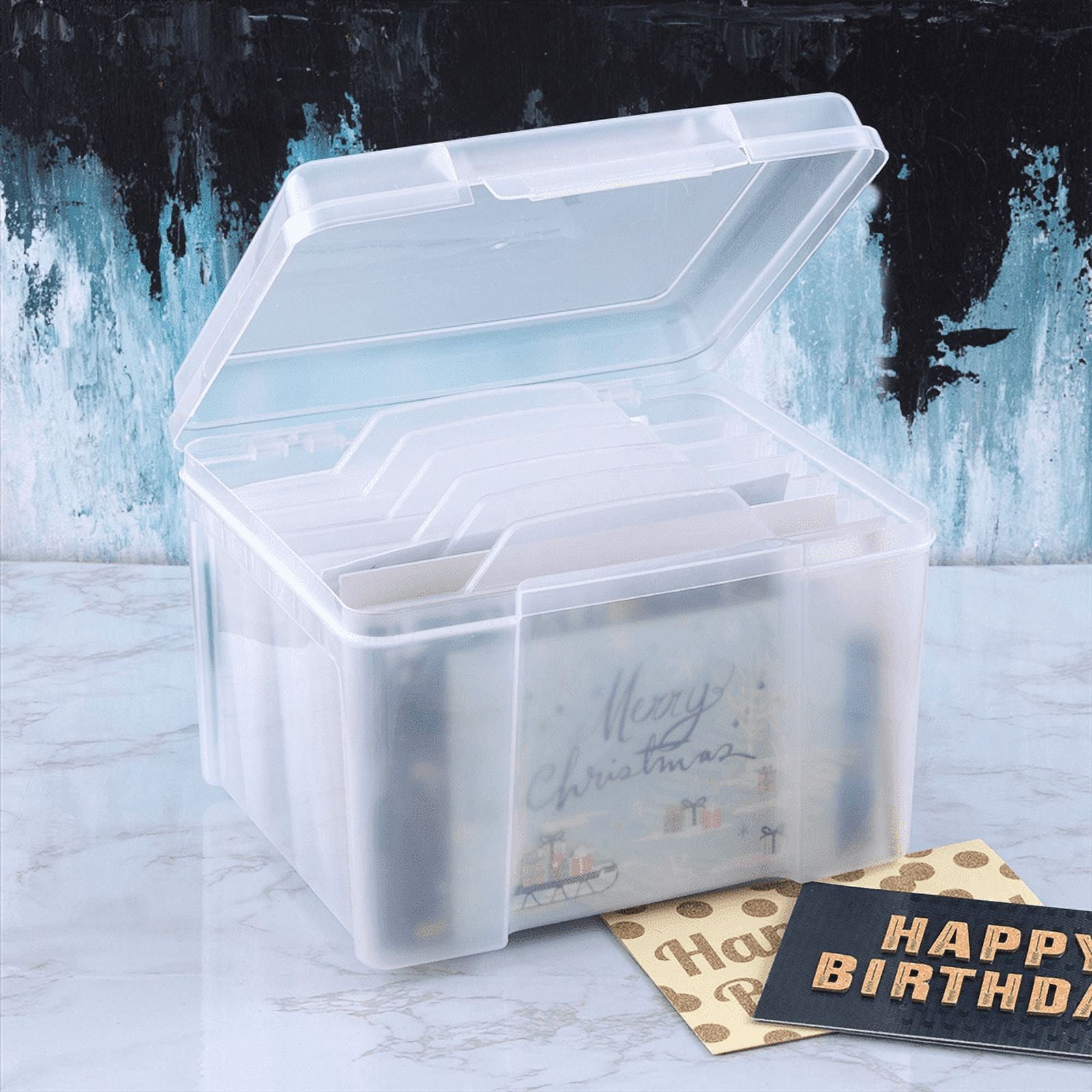 Greeting Card Organizer & Storage Box with 6 Adjustable Dividers for Holiday Birthday Get Well Cards Photos, Crafts .