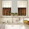 thumbnail image 2 of Rustic Wooden Barn Door Valance Curtain Farmhouse Vintage Rod Pocket Valance Window Treatments Short Curtains for Kitchen Living Room Bathroom Decor 54x18 Inch + 27x36 Inch X 2, 2 of 5