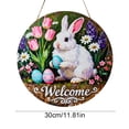 thumbnail image 3 of Kumdkd Easter Door Hanger Wooden Sign, 11.81in Large Colorful Egg & Rabbit Print Front Door Decoration, Holiday Wood Hanging Sign for Spring Easter Decor, Farmhouse Style Welcome Sign, 3 of 6