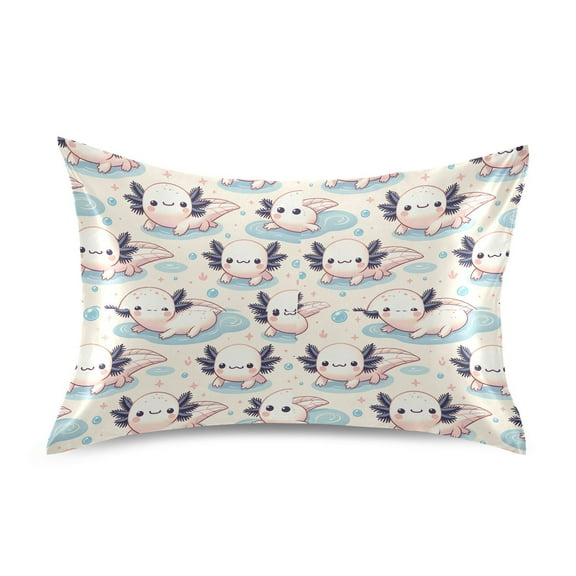 JSTEL Cute Axolotl Satin Pillowcase Standard Size Pillow Cases Envelope Closure Bed Pillow Cover, 20 x 26 inch