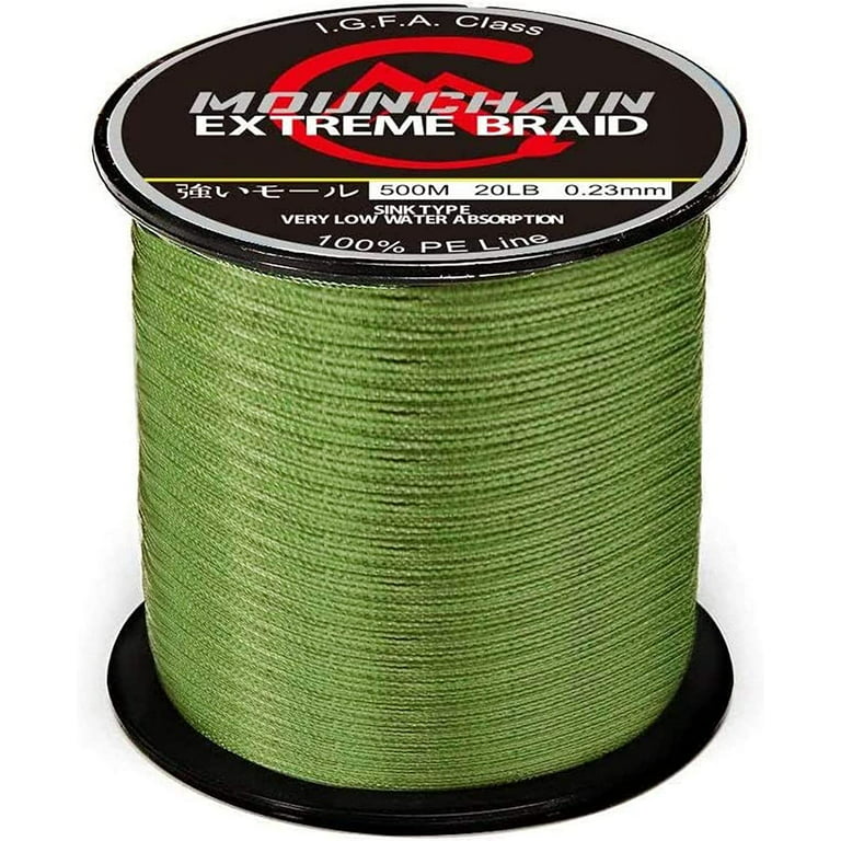 Braided Fishing Line Strong Power 100% PE 4 Strands Braided Sensitive Fishing  Line with Good Performance of Abrasion Resistance Green 20lb 1093 yard 