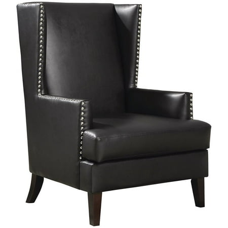 Pemberly Row Faux Leather Wing Back, Leather Wingback Chair With Nailhead Trim