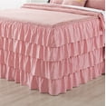 thumbnail image 4 of JML 4 Piece Ruffle Skirt Bedspread Cover Set,30" Drop Knitted Bed Skirt Coverlet,King,Burgundy, 4 of 6