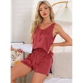thumbnail image 3 of DARING DIVA Satin Silky Tank Top Shorts Pleated Front 2 Piece Pajama Sets S Red, 3 of 6