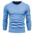 thumbnail image 3 of Men's Casual Slim Fit Sweaters Crewneck Lightweight Pullover Long Sleeve Solid Color Knitted Top Winter Warm Blouses (Light Blue 2XL), 3 of 6