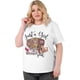 thumbnail image 1 of Camiseta de mujer de talla grande Just A Girl Gypsy Soul, cuello redondo, manga corta, informal, divertida, con gráficos novedosos., 1 of 4