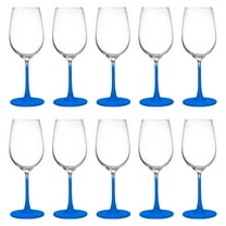 10 Crystal Wine Glasses Set, 13.25 oz. - Elegant, Lightweight, Barware - Blue