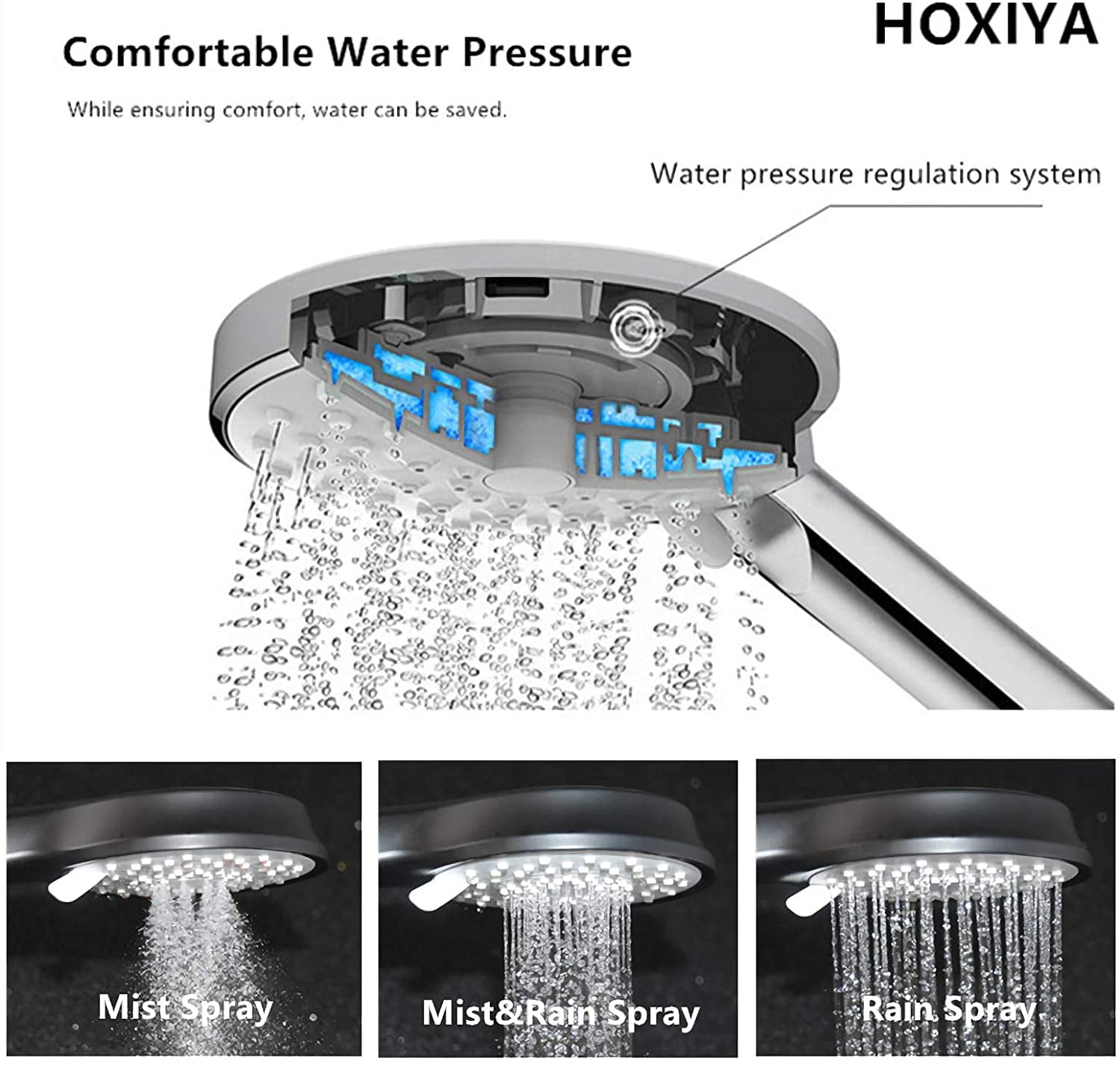 High Pressure Black Handheld Shower Head With Selfcleaning Needle