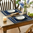 thumbnail image 4 of Dark Blue Linen Placemats, 18 x 12 inch, Waterproof and Absorbent Holiday Table Mats Set of 4 for Home Dining & Special Occasions, 4 of 6