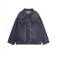 thumbnail image 3 of Aoiroe Womens Denim Jacket Womens Clothing Oversized Jacket Denim Jacket Light Jean Jacket For Women Light Weight Jackets Womens Denim Jacket For Women Blue L, 3 of 4