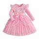 thumbnail image 1 of Arcos para Niñas Vestido de Malla de Manga Voladora con Cinturón Color Sólido Nudo de Arco Vestir Fiesta Casual Niños Vestido de Primavera, 1 of 9