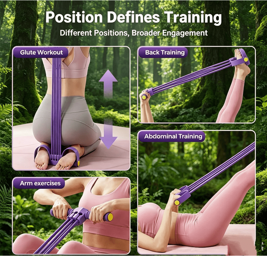 Pedal Resistance Bands with Handles, Upgrade 6-Tube Foot Pedal Resistance Band, Multifunction Tension Rope for Home Workout, Resistance Band for Arms, Legs, Abdomen, Waist Training