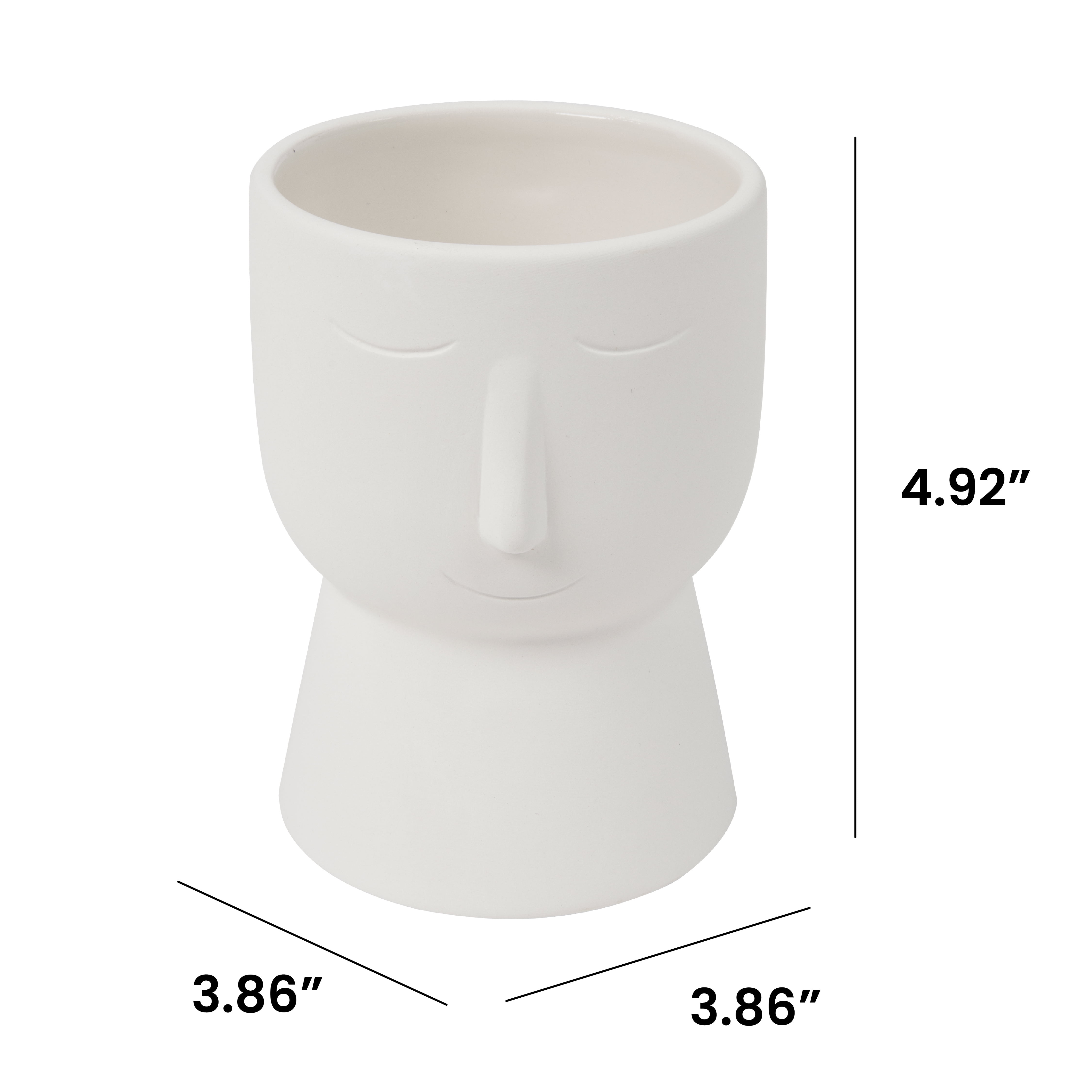 (2 pack) Hello Hobby Paintable Ceramic Face Planter, White Ceramic 3.86" x 4.92" High