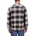thumbnail image 2 of Men’s Snap Button Long Sleeve Plaid Soft 100% Cotton Flannel Button Up Shirt (Khaki/Grey, M), 2 of 3