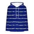 thumbnail image 4 of SwiftWear Women's Drop-Shoulder Striped Fleece Hoodie Oversized Casual Pullover Soft Fluffy Loungewear with Front Pocket Blue, 4 of 5