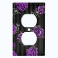 thumbnail image 2 of Metal Light Switch Plate Outlet Cover Dark Purple Roses Black Pinstripe Wallpaper ROS044, 2 of 13