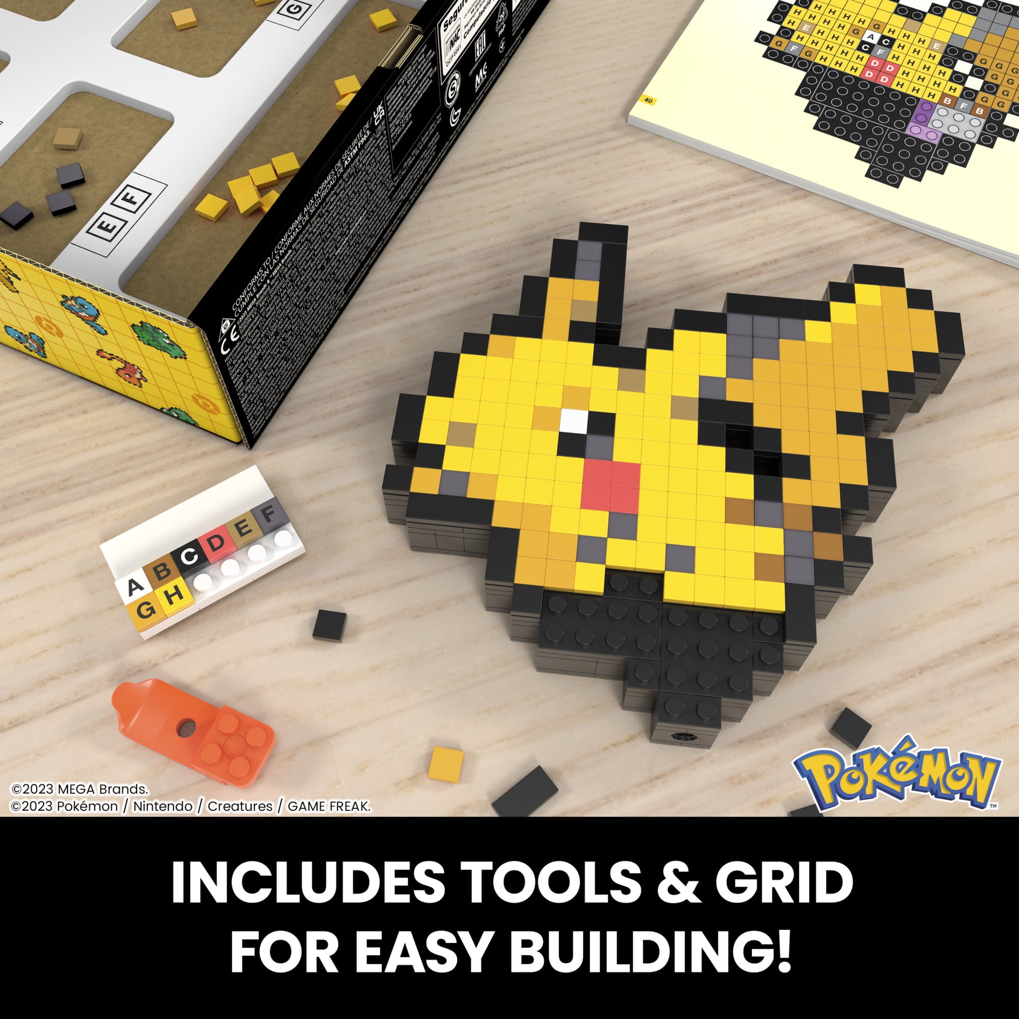 MEGA BLOKS Pokemon Pikachu, Pixel Art, 400 Piece Building Toy Set