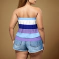 thumbnail image 4 of Women's Plus Size Strapless Tube Top 2026 Dressy Sleeveless Color Block Stretchy Casual Summer Shirt Blouses, 4 of 6