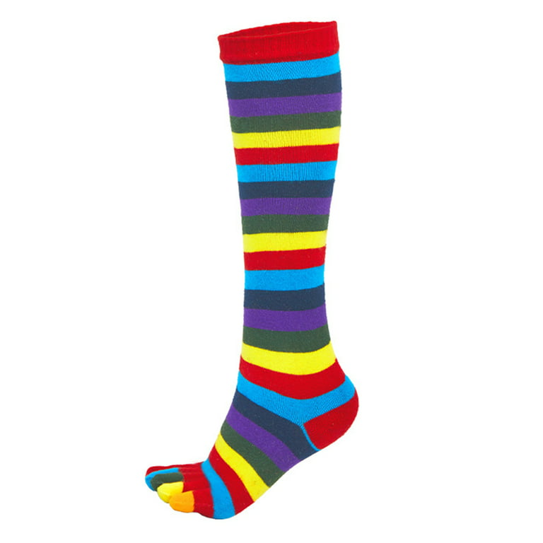 Unisex Warm Split Toe Five Toe Finger Socks Rainbow Stripe