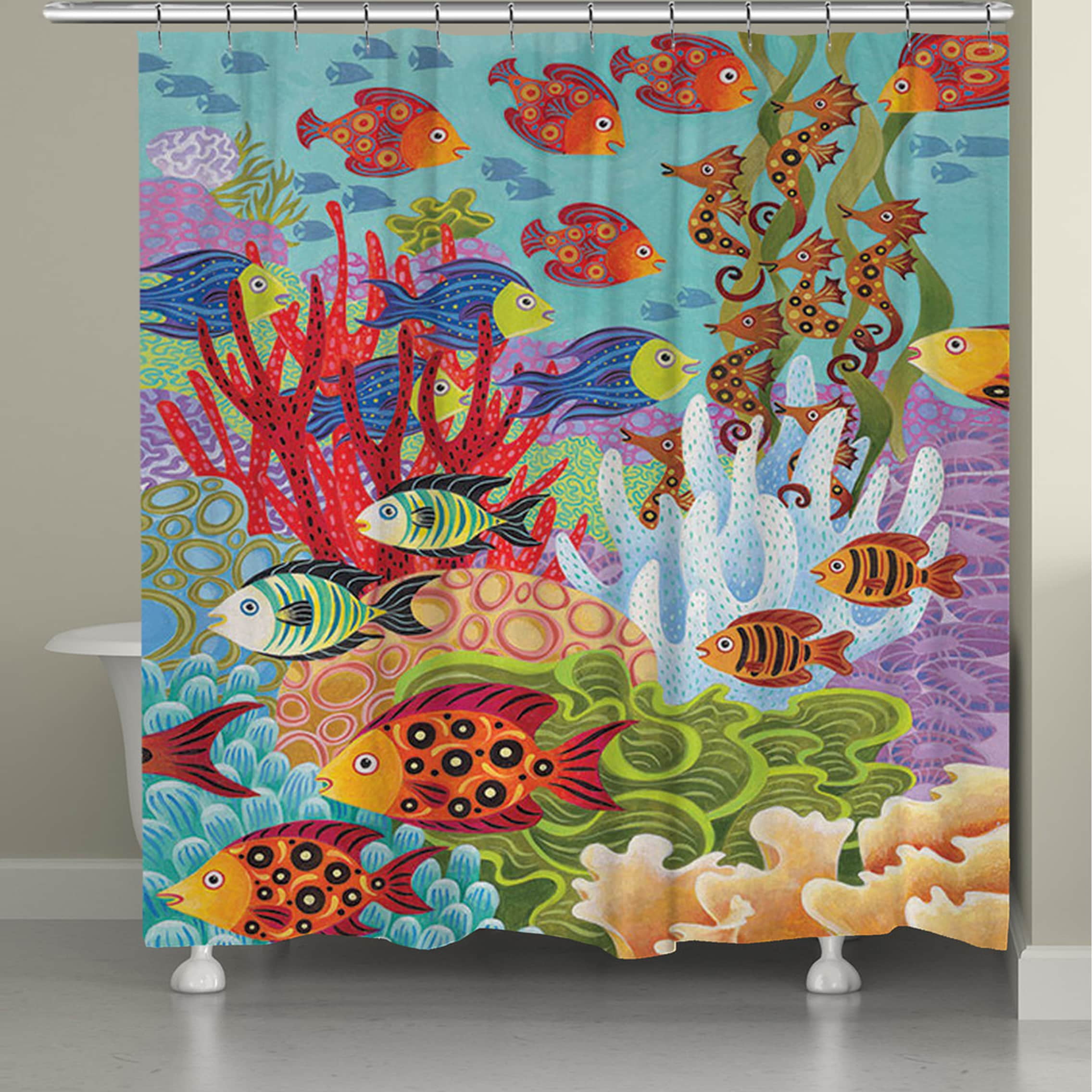 Laural Home Colorful Fish Shower Curtain
