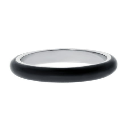 Metro Jewelry Stainless Steel Thin Ring with Black Enamel