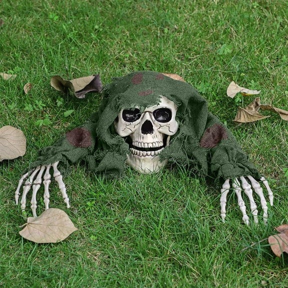 BiFandian Halloween Skeleton Decorations Outdoor, Skull Ground Breaker Stakes, Outdoor Scary Halloween Yard Lawn Garden Decorations
