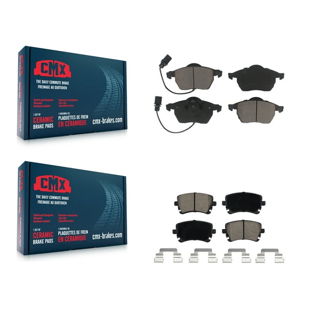 CMX Front Rear Ceramic Brake Pads Kit for Car 2003-2004 Audi RS6 with 312mm Diameter Rotor KCX-100278
