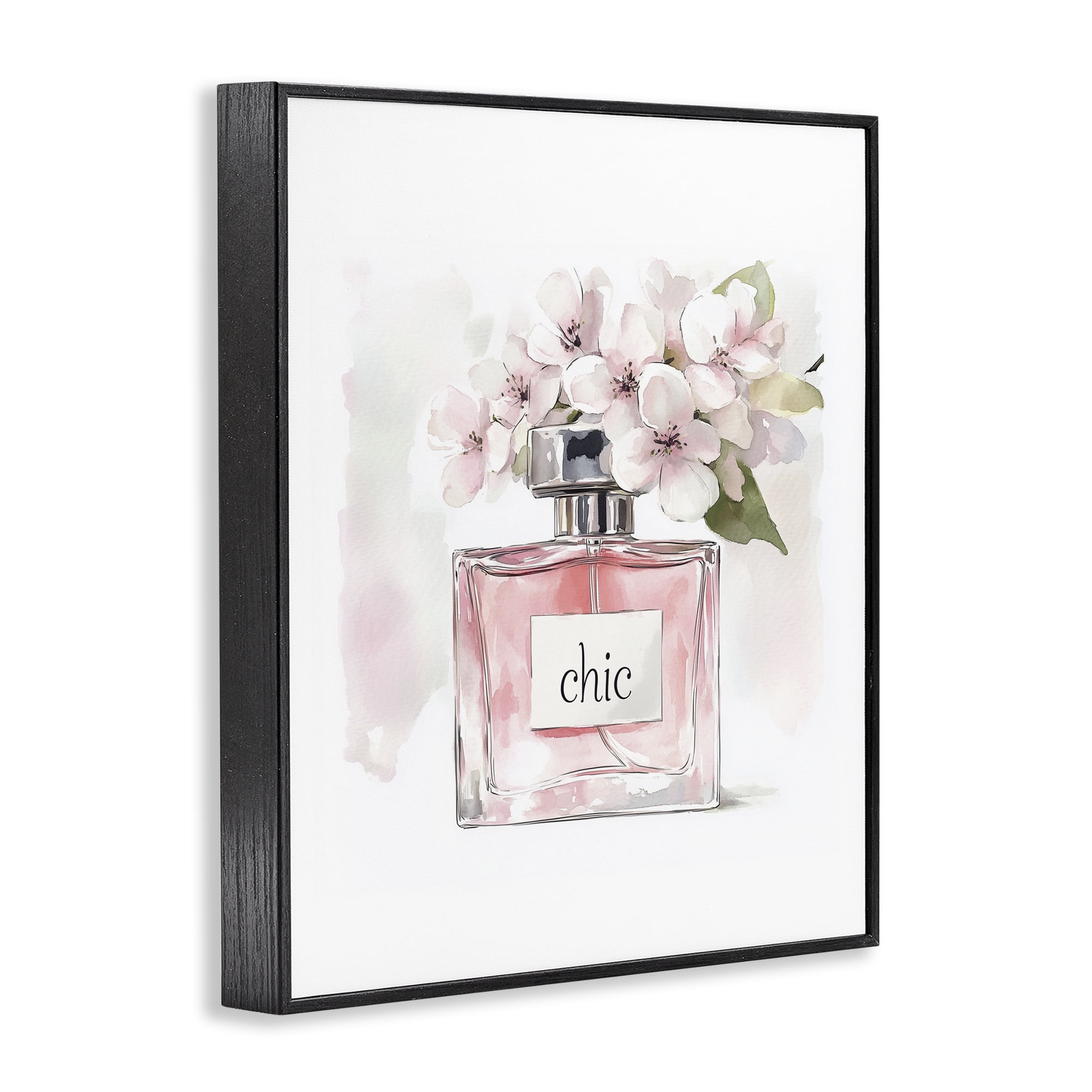 Cherry Blossom Chic Perfume Black Framed Giclee Art, design by Christine Simpson Art
