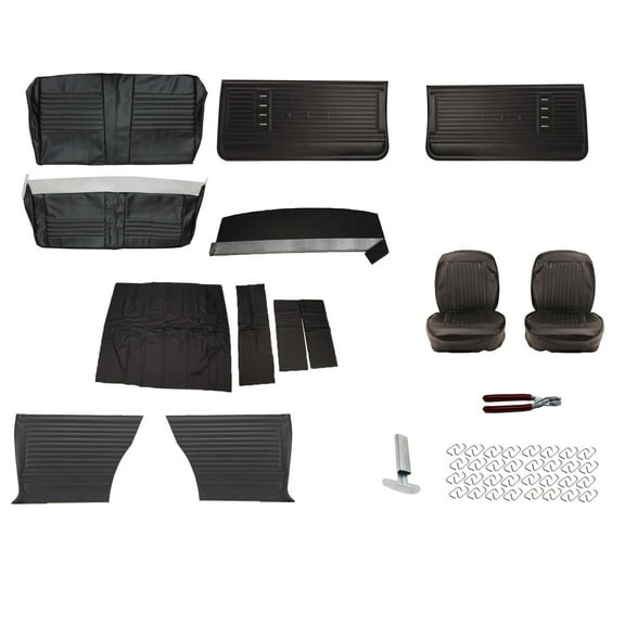 Complete Interior Upholstery Kit, 1966 Chevelle, Black, 4-Speed