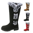 thumbnail image 2 of XIMIN Women's Platform Snow Boots Hidden Wedge Boots Fully Fur Lined Boots Retro Knee High Boots with Double Buckle Non Slip Waterproof Winter Warm Walking Shoes, 2 of 9