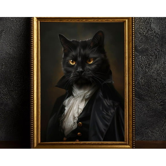 Gothic Cat In Suit Vintage Poster, Dark Academia, Gothic, Victorian Art, Witchy Decor, Cat Lover Gift Wall Art, Modern Wall Decor, 8x12 UNFRAMED