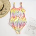 thumbnail image 5 of Byoo Girls UPF 50+ One Piece Swimsuit Shimmer Print Pool Water Activities Swimwear,Orange, 5 of 8