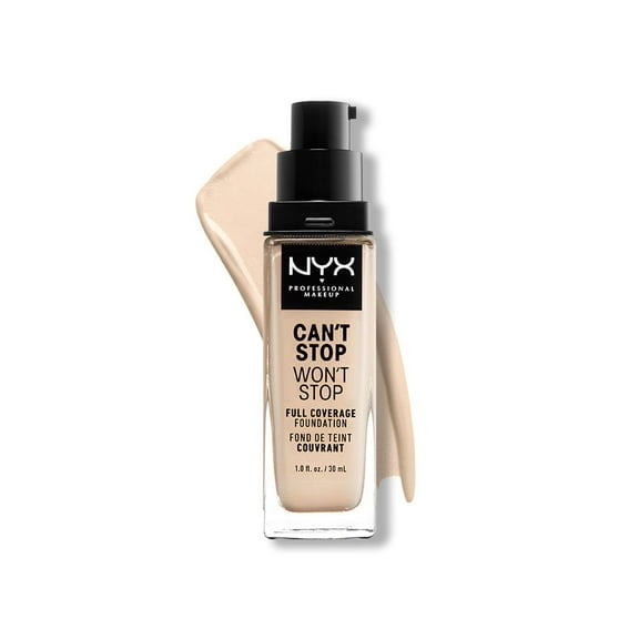 NYX Professional Makeup Can't Stop Won't Stop 24hr Full Coverage Liquid Foundation, Matte Finish, Waterproof, 01 - Pale