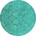 thumbnail image 1 of Ahgly Company Machine Washable Indoor Round Oriental Turquoise Blue Industrial Area Rugs, 6' Round, 1 of 4