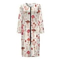thumbnail image 3 of Yuyamidu Mushroom Long Sleeve Bathrobe for Women O Neck Robe with Front Zipper Lightweight Mid-Calf Length Robes Size 2XL Soft Sleepwear Ladies Long Elegant Night Robes, 3 of 7