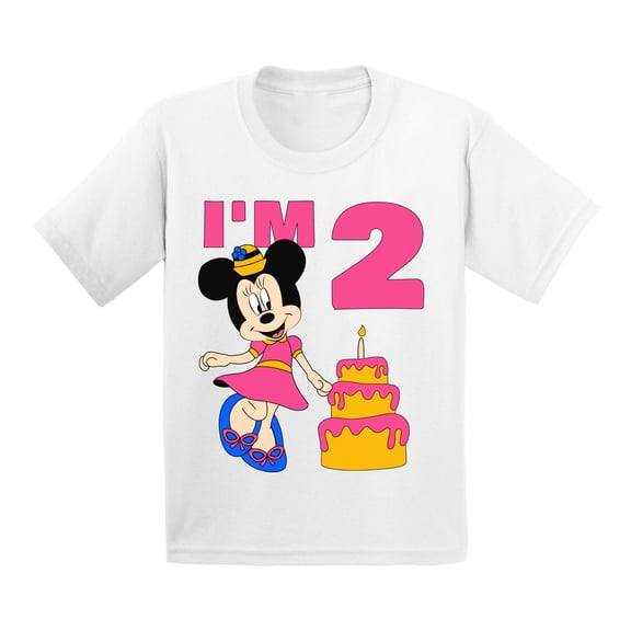 Awkward Styles Infant Shirt Minnie Steamboat Willie Baby Mickey I'm Birthday Girl Tshirt for Girls Age 2 Years Cotton T-shirts 6M 12M 18M 24M Graphic Tee