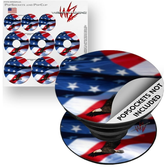 Decal Style Vinyl Skin Wrap 3 Pack for PopSockets Ole Glory Bald Eagle (POPSOCKET NOT INCLUDED) by WraptorSkinz