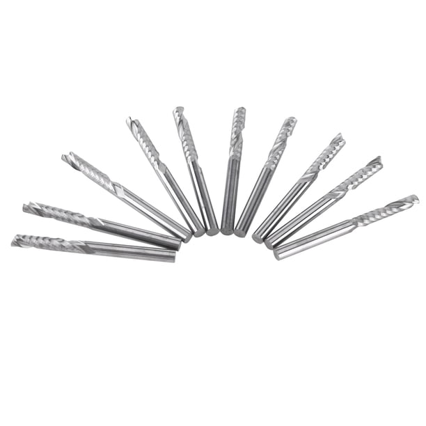 10 piezas de fresas de carburo de tungsteno de una sola flauta de 3,175 x 15 mm, brocas CNC para corte de madera y acrílico