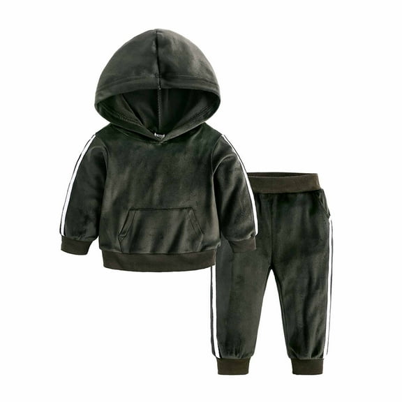 Edvintorg Winter Children's Tracksuit Kids Clothes Girls Golden Velvet Long Sleeve Hooded Pullover Sweatshirt Pants Suit 6M-7Y Casual Kids Tracksuit Clothes On Clearance