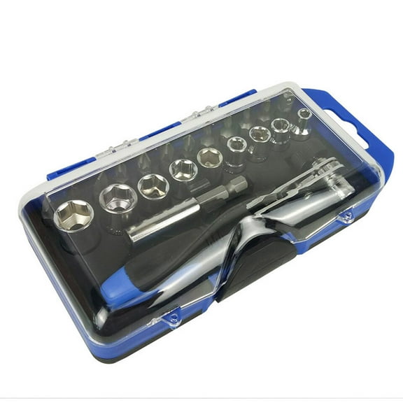 ROMANSENTIAL 23Pcs Ratchet Manual Wrench Socket Screwdriver Set for Home Repair Multi Function Tool Kit