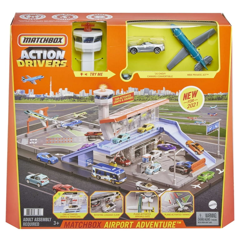 Matchbox Action Drivers Playset with Toy Car Plane, Airport
